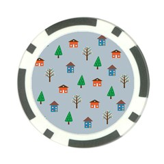 House Trees Pattern Background Poker Chip Card Guard