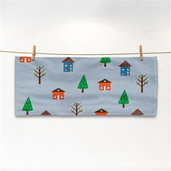 House Trees Pattern Background Hand Towel