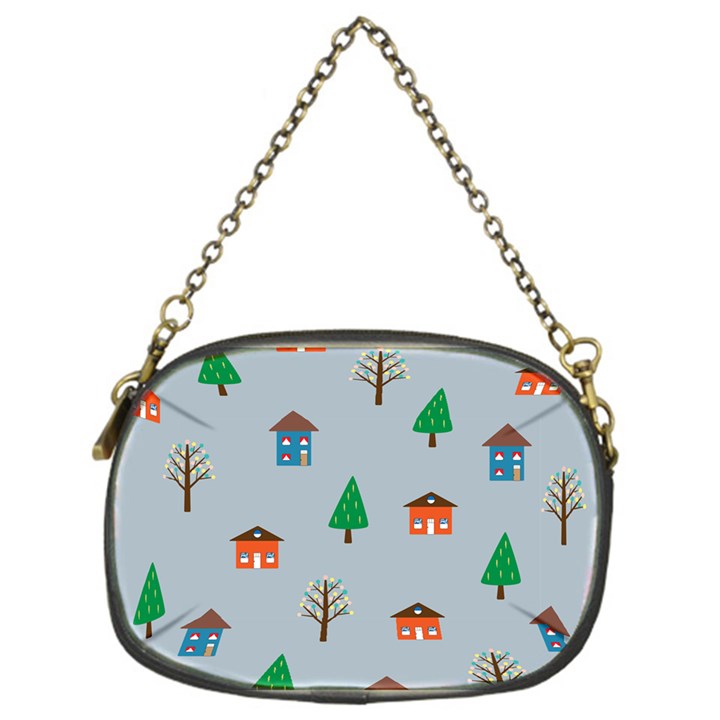 House Trees Pattern Background Chain Purse (One Side)