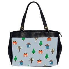 House Trees Pattern Background Oversize Office Handbag (2 Sides)