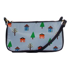 House Trees Pattern Background Shoulder Clutch Bag