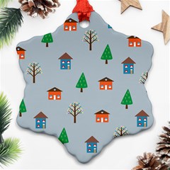 House Trees Pattern Background Ornament (snowflake)