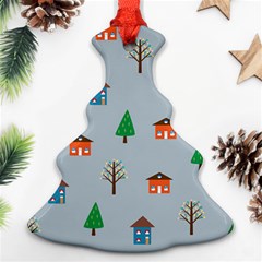 House Trees Pattern Background Ornament (christmas Tree) 