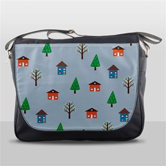 House Trees Pattern Background Messenger Bag by Maspions