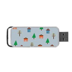 House Trees Pattern Background Portable Usb Flash (two Sides)