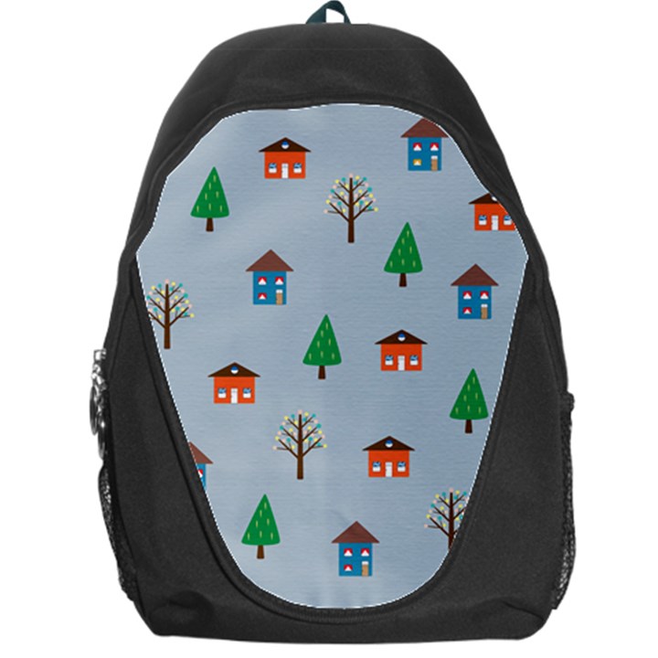 House Trees Pattern Background Backpack Bag