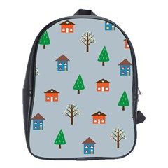 House Trees Pattern Background School Bag (xl)