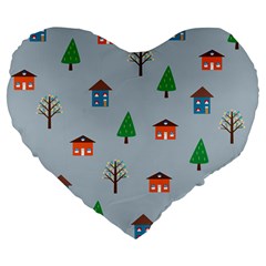 House Trees Pattern Background Large 19  Premium Heart Shape Cushions