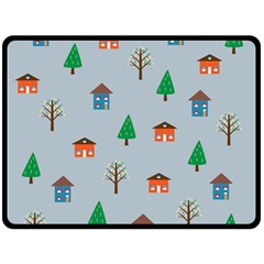 House Trees Pattern Background Two Sides Fleece Blanket (large)