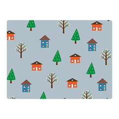 House Trees Pattern Background Two Sides Premium Plush Fleece Blanket (mini)