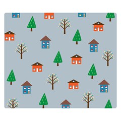 House Trees Pattern Background Two Sides Premium Plush Fleece Blanket (kids Size)