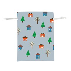 House Trees Pattern Background Lightweight Drawstring Pouch (l)