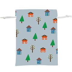 House Trees Pattern Background Lightweight Drawstring Pouch (xl)