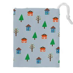 House Trees Pattern Background Drawstring Pouch (4xl)