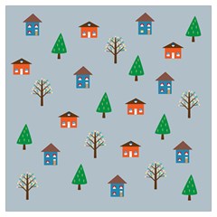 House Trees Pattern Background Lightweight Scarf 