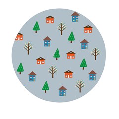 House Trees Pattern Background Mini Round Pill Box (pack Of 3)