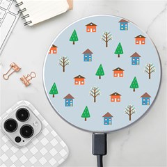 House Trees Pattern Background Wireless Fast Charger(white)