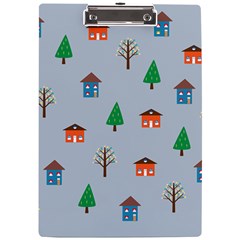 House Trees Pattern Background A4 Acrylic Clipboard by Maspions