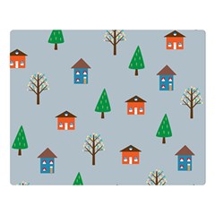 House Trees Pattern Background Premium Plush Fleece Blanket (large)