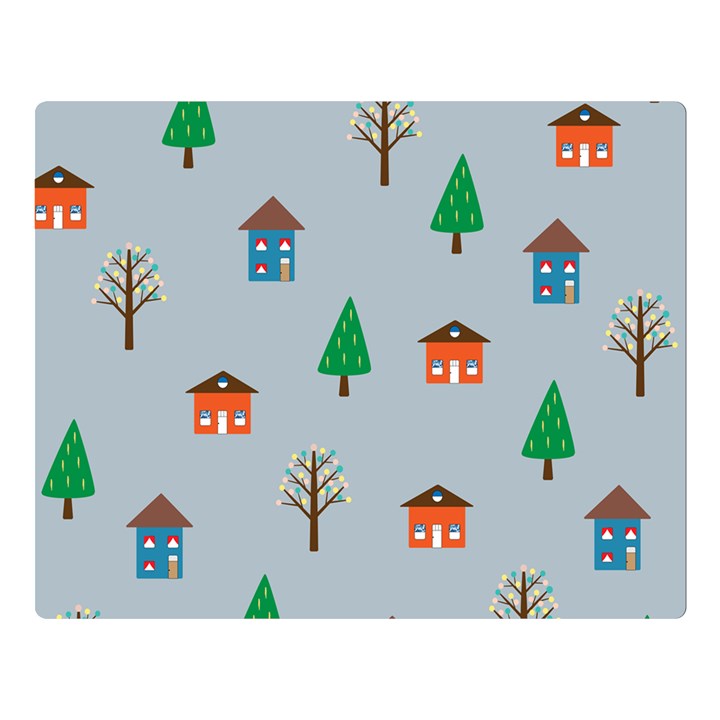 House Trees Pattern Background Premium Plush Fleece Blanket (Large)