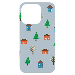 House Trees Pattern Background Iphone 14 Pro Black Uv Print Case