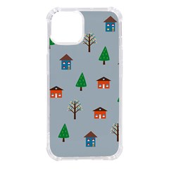 House Trees Pattern Background Iphone 14 Tpu Uv Print Case by Maspions