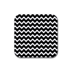 Wave Pattern Wavy Halftone Rubber Coaster (square) by Maspions