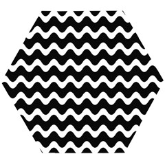 Wave Pattern Wavy Halftone Wooden Puzzle Hexagon