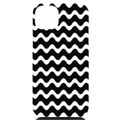 Wave Pattern Wavy Halftone Iphone 14 Plus Black Uv Print Case by Maspions