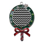 Wave Pattern Wavy Halftone Metal X Mas Lollipop with Crystal Ornament Front