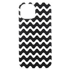 Wave Pattern Wavy Halftone Iphone 15 Black Uv Print Pc Hardshell Case by Maspions