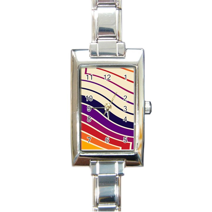 Angles Design Pattern Retro Rectangle Italian Charm Watch