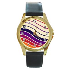 Angles Design Pattern Retro Round Gold Metal Watch