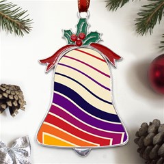 Angles Design Pattern Retro Metal Holly Leaf Bell Ornament by Maspions