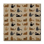 Cat Pattern Texture Animal Tile Coaster Front