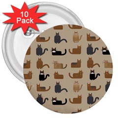 Cat Pattern Texture Animal 3  Buttons (10 Pack) 