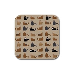 Cat Pattern Texture Animal Rubber Square Coaster (4 Pack)