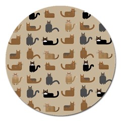 Cat Pattern Texture Animal Magnet 5  (round)