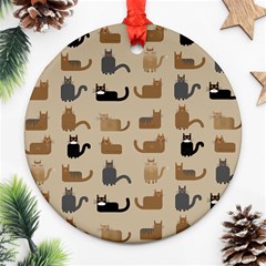 Cat Pattern Texture Animal Round Ornament (two Sides)