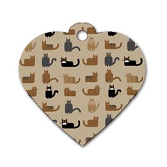 Cat Pattern Texture Animal Dog Tag Heart (two Sides)