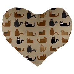 Cat Pattern Texture Animal Large 19  Premium Heart Shape Cushions by Maspions