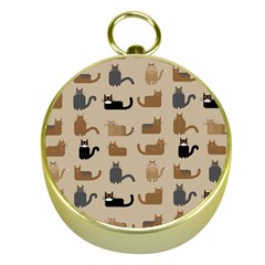 Cat Pattern Texture Animal Gold Compasses by Maspions