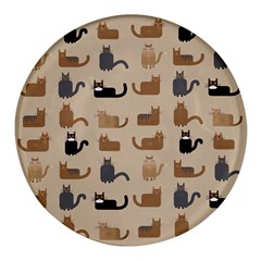 Cat Pattern Texture Animal Round Glass Fridge Magnet (4 Pack) by Maspions