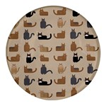 Cat Pattern Texture Animal Round Glass Fridge Magnet (4 pack) Front