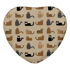 Cat Pattern Texture Animal Heart Glass Fridge Magnet (4 Pack) by Maspions