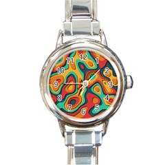 Paper Cut Abstract Pattern Round Italian Charm Watch by Maspions