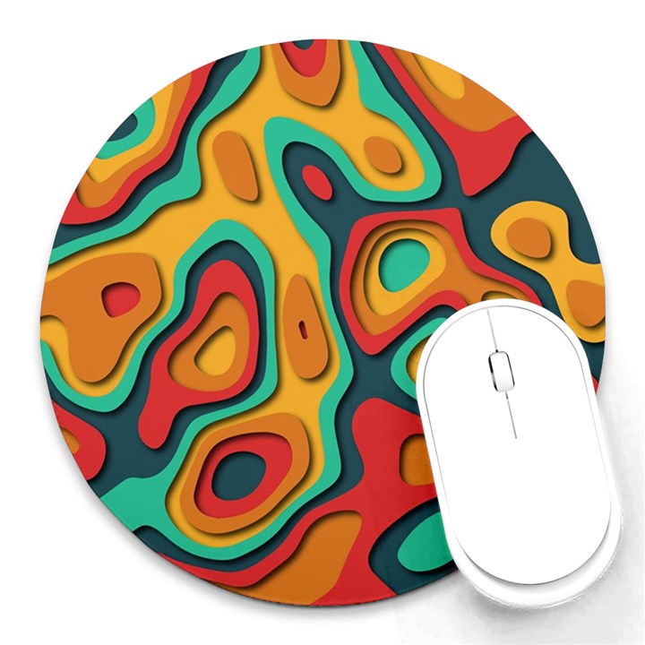 Paper Cut Abstract Pattern Round Mousepad