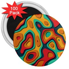 Paper Cut Abstract Pattern 3  Magnets (100 Pack)