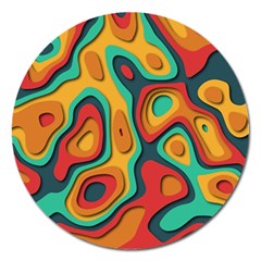 Paper Cut Abstract Pattern Magnet 5  (round)