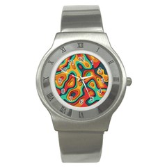 Paper Cut Abstract Pattern Stainless Steel Watch by Maspions